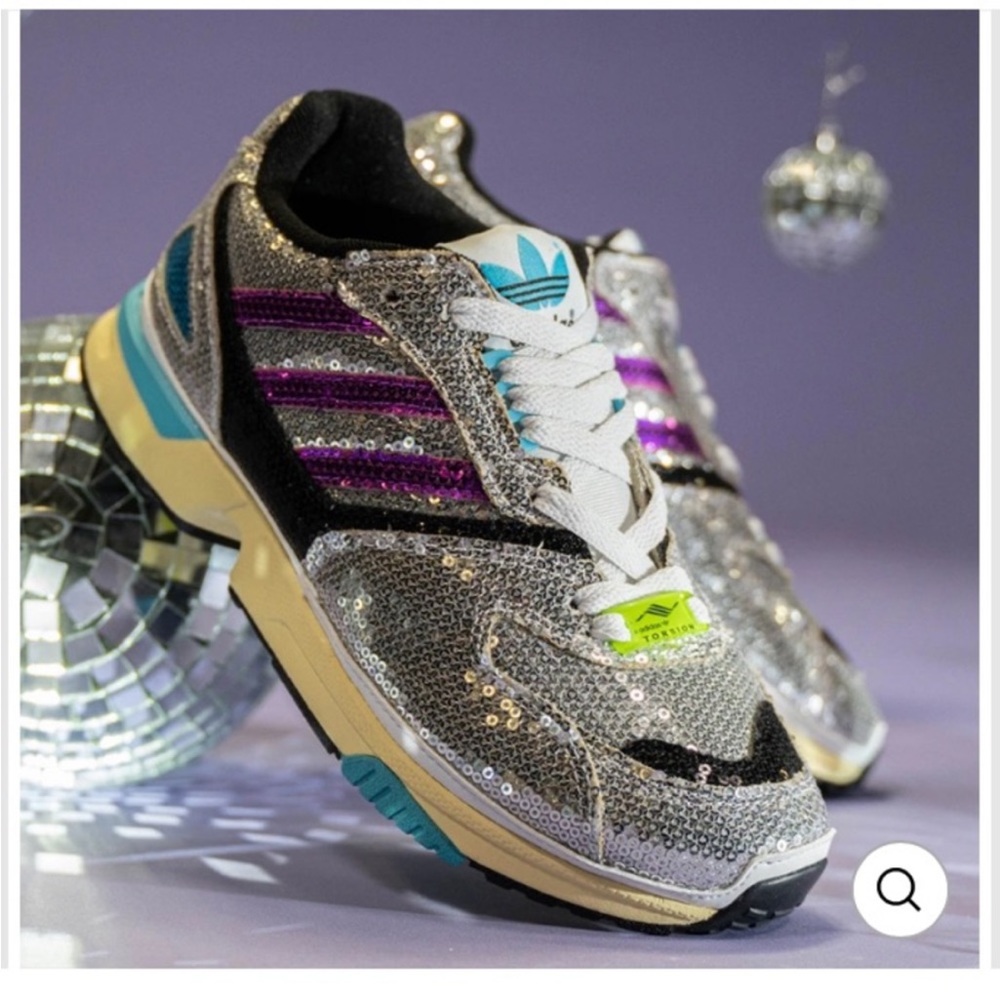 ADIDAS ORIGINALS ZX 4000 SEQUINED SNEAKERS size 7 sparkle sequin phish holiday - Picture 1 of 11